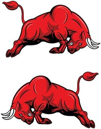 GENMIP Red Bull Car Sticker 17,7 X 15 cm Rot wasserdichte Vinyl Moderne Rechteck Außenaufkleberdekoration