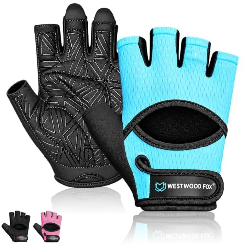WESTWOOD FOX Fitness-Handschuhe für Damen und Herren, belüftete Handschuhe für Gewichtheben, Fitness, Radfahren und Training, mit dicker Polsterung, vollständiger Handflächenschutz, rutschfester Griff