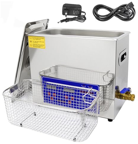 Ultraschallreiniger für Schallplatten (4/6/10/15/22/30 l), professionelles Ultraschallreinigungsgerät (40 kHz) mit Digitaltimer und Heizung für Schmuck, Uhren, Brillen, Leiterplatten und Zah