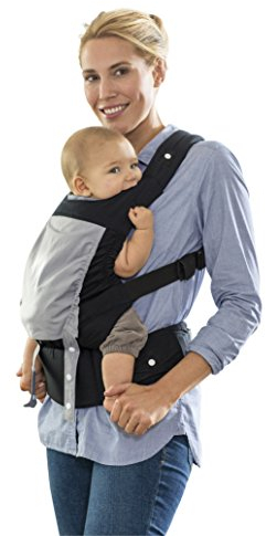 AMAZONAS Ergonomische Babytrage Smart Carrier mit Kapuze für Neugeborene & Kleinkinder Mitwachsend ab 0-3 Jahre bis 15 kg 100% Baumwolle Black
