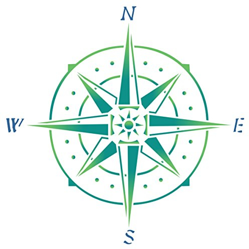 Kompass-Schablone – Wiederverwendbare Schablone mit nautischem Symbol, ideal für Papierprojekte, Scrapbook, Bullet-Tagebuch, Wände, Böden, Stoff, Möbel, Glas, Holz usw. Größe S