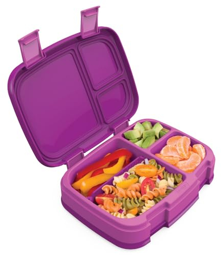 Bentgo Frische,Auslaufsichere, vielseitige 4-Fächer-Bento-Stil Lunchbox mit herausnehmbarer Trennwand,BPA-freie, lebensmittelechte Materialien (Lila)