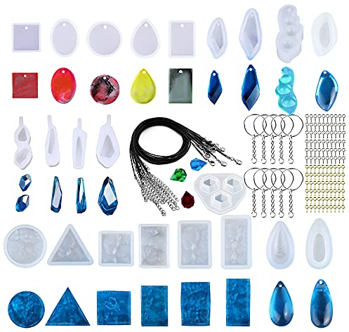 Woohome 43 Stück Schmuck Silikonform Gießform Resin Form, Silikon Schmucksache Herstellungs Werkzeug Kompatibel mit Silikon Form, Schmucksachen DIY