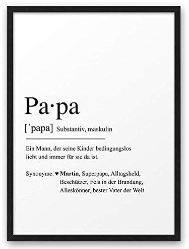 PAPA DEFINITION | ABOUKI Kunstdruck | Vatertagsgeschenk Bild Papa ist der Beste Geschenkideen Papa Poster Danke Papa Geschenke | Optional Personalisierbar