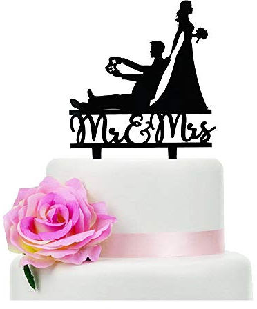 Mr and Mrs Wedding Cake Topper, Funny Game Console Theme Wedding Bridal Shower or Anniversary Cake Topper (Game Console)