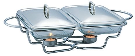 Silver Rectangle Stainless Steel Hot Plate Food Warmer Tray Candle Buffet Adjustable Server Dish (Food Warmer 2x1.5)