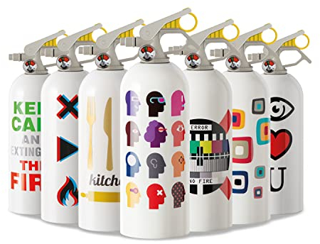 EXTINGUA Estintore Casa Omologato ABF 1 kg Estintore Schiuma Presa Antipanico Regalo Uomo Donna per Uso Domestico, Cucina, Auto, Barca, Mini Estintore per Interni, 1 pz