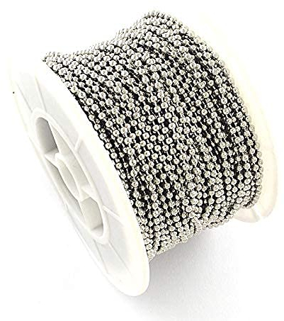 Perlin 3 Meter Edelstahlkette Metallkette aus Edelstahl Rund Gliederkette Kabel Kette Link Panzerkette 2mm Silberfarbe Meterware für Schmuck Zubehör DIY