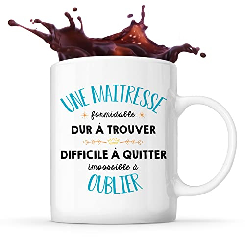 Mug Formidable Maitresse Tasse Cadeau Travail blanc | Idée Tasse Cadeau Travail Boulot Métier Départ Retraite Collègue Anniversaire Noël