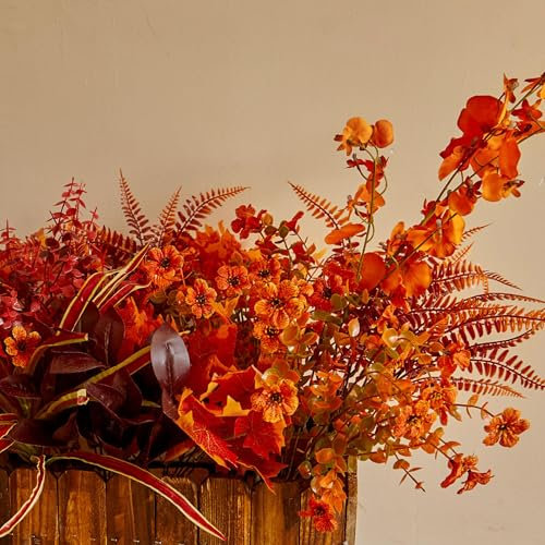 PARTY JOY 15 Stück Kunstblumen, Herbstdekoration, Kunst-Orchidee, Gartendekoration für Draußen, Kunstblume zur Dekoration, Kunstpflanzen und -Blumen für den Außenbereich, Plastikblumen