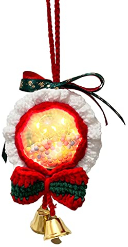 SZFRYEU Christbaumkugel für Weihnachten als Baumschmuck, Dekoration für den Christbaum,Weihnachtskugel, Handhäkeln Innenspiegel Ornament Wolle Auto Anhänger Weihnachtsbaum Anhänger (Rot, One Size)