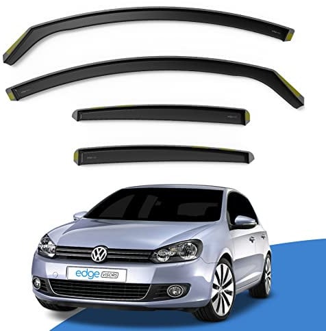 EdgeVisors Wind Deflectors | Fits: VW GOLF MK6 (2008-2012) 5 Door Hatchback 4pc Set | In-Channel Rain Guards for Wind, Rain & Sun Protection, Easy Installation - Tinted
