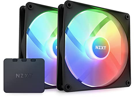 NZXT F140 RGB Core Doppelpack - 2 x 140 mm Nabenmontierte RGB-Lüfter mit RGB-Controller - 8 individuell adressierbare LEDs - halbtransparente Klingen - Hoher statischer Druck und Luftstrom -