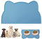 vsshe Napfunterlage für Kleine Hunde und Katze, 44 x 25 cm Napfunterlage Silikon wasserdichte und rutschfeste Silikon Fressnapf Unterlage Unterlage für Katzennapf Futtermatten (Blau)