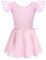 Gymnastik Trikots für Mädchen Ballettkleidung Kinder Ballett Tanz Kleid Bodysuit mit Chiffon Wrap Rock Baumwolle Criss-Cross U-Rücken Tütü Tanzoutfit Rhythmische Sportgymnastik Anzug Rosa 3-4 Jahre