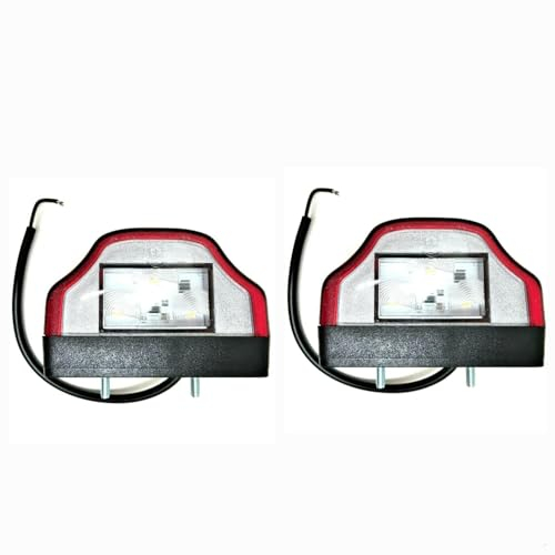 MelTruck® 2x LED Kennzeichenbeleuchtung Kennzeichenleuchte 97 mm x 64 mm für LKW PKW Anhänger Traktor Bus (Rot)