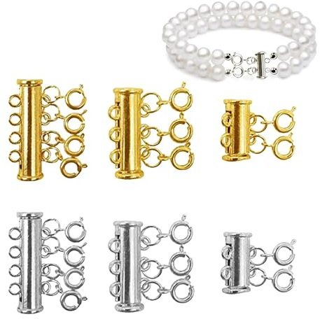 Kettenverschluss Mehrreihig, xlwen 6 Pcs Magnetischer Kettenverschluss, ketten layering verschluss Perfekt für die Herstellung von mehrlagigen Halsketten, Armbändern oder anderen Schmuck.