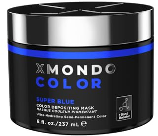 XMONDO Hair Color Super Blue Hair Healing Semi Permanent Color | Vegan Formula with Hyaluronic Acid to Retain Moisture, Vegetable Proteins to Revitalize, and Bond Boosting Technology, 8 Fl Oz 1-Pack
