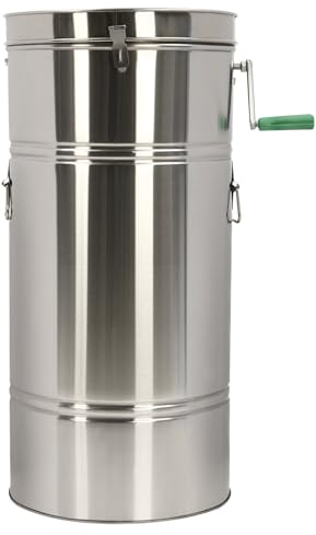 NadineDutol Extracteur de miel manuel en acier inoxydable - Deux cadres - Essoreuse à miel manuelle - Tambour à manivelle en nid d'abeille - Accessoires pour apiculteurs et apiculteurs - Capacité du