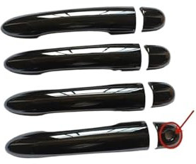 Poignées de porte extérieure Couvercle De Poignée De Porte En Plastique Noir Brillant, Accessoires Pour R&enault Clio 3 MK3 Iii 2006 2012 2013 RS Poignée de Porte Voiture Extérieure (Color : 4DC-1)