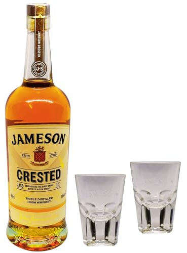 Jameson Crested 0,7 l 40% Triple Distilled Irish Whiskey + 2 x original Jameson Shot-Glas als Geschenkset by Reichelts
