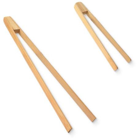BDEPSTR 2 pinzas de bambú reutilizables clásicas,cocina Pinzas para tostadas Cocina pinzas bambú Pinzas para tocino, para Coger Pan, Carne, Tostadas, y Jamón