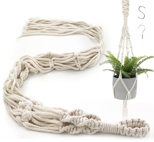 xiaoxiaozhijia Vasi Sospesi per Piante,Cestino Corda di Cotone,Portavaso da Appendere per Interni con Gancio per Soggiorno,Esterno,Balcone,Finestra,Balcone Decorazione Murale (Beige-Nascia)