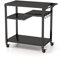 SPOTRAVEL Outdoor Grill Dining Cart, Movable BBQ Trolley with 4 Lockable Wheels, 4 Hooks, Garbage Bag Rack & Side Handle, Metal Serving Cart Food Prep Table for Garden Patio (111 x 50 x 93 cm)