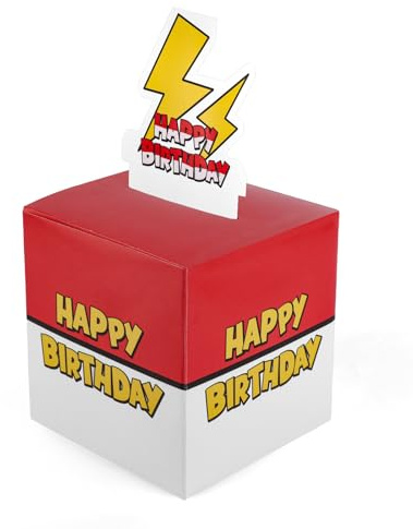 Rot und Weiß Cartoon-Thema Geldgeschenke Geburtstag Box, Lustige Geburtstag Überraschungsbox mit Karte und Transparenten Beuteln für Frauen Männer Cartoon-Thema Partys Gastgeschenke