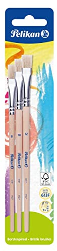 Pelikan Borstenpinsel-Set Sorte 613F mit 3 Borsten-Pinseln (Größe 8, 10 und 12), 3 Stück