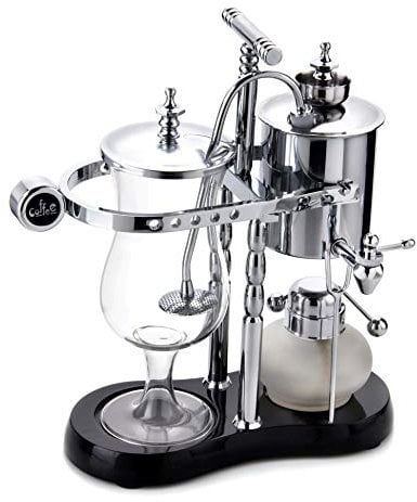 Diguo Belgisch/Belgien Luxus Royal Family Balance Siphon/Siphon Kaffeemaschine Eleganter Doppelripp Drehpunkt mit T-Griff (klassisches Silber)