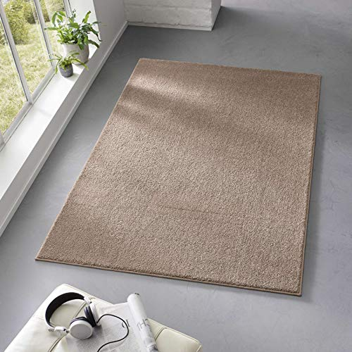 Taracarpet Teppich Kurzflor weicher Designer Uni Bodenbelag Madrid fürs Wohnzimmer, Kinderzimmer, Schlafzimmer und die Küche geeignet Taupe 160x220 cm