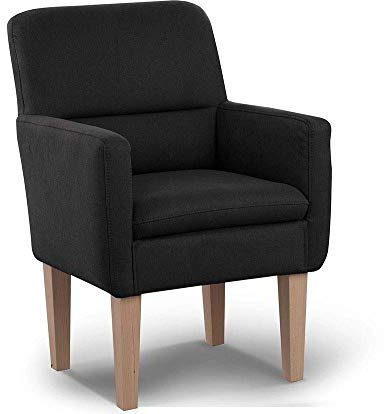 CAVADORE Diningsessel Kira / Polstersessel für Küche, Esszimmer oder Wohnküche / Passend zur Küchengarnitur Kira / Leichte Fleckenentfernung dank Soft Clean / 66 x 96 x 71 / Flachgewebe: Schwarz