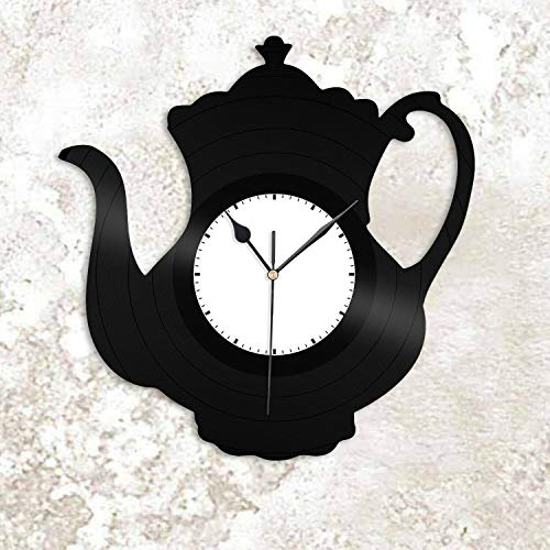 BESTART Teapot Vinyl Wall Clock Record Unique Design Home Room and Kitchen Decoration Vintage Design Office Bar Room Home Decor
