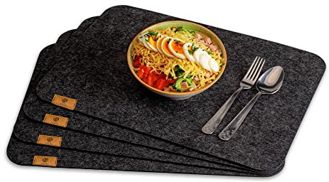 Exclusive Filz Platzset 4 STÜCK Tischset Platzmatten für Ihren Glastisch Holztisch Gartentisch (Villa-2farbig)