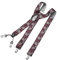 DonDon Hosenträger Herren extra stark Paisley rot 3,5 cm Hosenträger Herren breit mit brauem Leder in Y-Form lang - Starke Clips passend für Anzug Jeans Chinos Vintage Rockabilly Suspenders