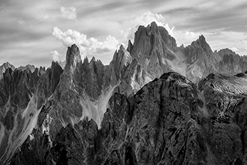 GEBIRGE Fototapete VLIES-400x260 cm (6230A)-Natur Landschaft Berge Schwarz Weiß Fotokunst Wandtapete-Inkl. Kleister-Vliestapete Bild Dekoration Wand-Dekor Moderne Motiv-Tapete Panorama Poster XXL
