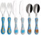 Exzact Kinderbesteck 6 teiliges aus Edelstahl/spülmaschinengeeignet - 2 x Gabeln, 2 x Messer, 2 x Esslöffel (Safari x 6)