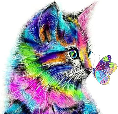 Hillylolly Diamond Painting, Diy 5D Diamant Malerei Set, 5D Diamant Malerei Katze, 25 X 25 CM, Bilder Mit Steinen Kleben Set, Wanddekoration zu Hause, Kein Rahmen (Katze)