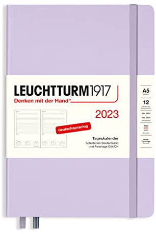 LEUCHTTURM1917 365781 Tageskalender Medium (A5) 2023, 12 Monate, Lilac, Deutsch