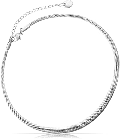 Made by Nami Bracelet de cheville en acier inoxydable pour femme avec fermoir mousqueton solide - Design serpent tendance - Chaîne de cheville pour femme - Or ou argent - Bijou de cheville pour fille