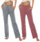 JINSHI Femme Bas de Pyjama Pantalon Long Doux Modal Vêtements de Nuit Élastique avec Poches Lot de 2 Rose Violet/Gris Clair XL