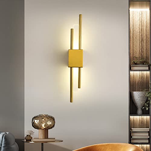 Sxtiger Moderne LED Wandleuchte Innenbeleuchtung, 50CM Gold Art Decor Wandleuchten, Acryl & Eisen Lampenkörper, Wohnzimmer Schlafzimmer Badezimmer Küche Flur Wandleuchte