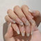 Clataly 24pcs fleurs blanc long cercueil ongles brillant strass français faux ongles imprimé Ballet fille faux ongles sur ongles (D)