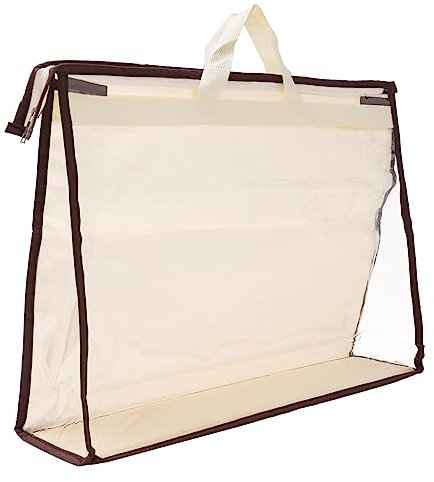 PATIKIL Handbag Dust Bags, Clear Purse Storage Organizer XXL Size PVC Dustproof Handbag Cover Transparent Purse Protector, Beige
