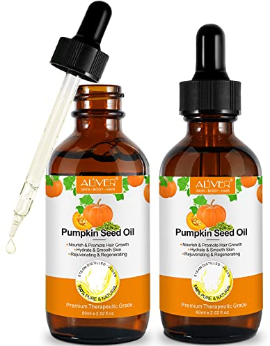 Olio di semi di zucca biologico per capelli (60 ml) – Pumpkin Seed Oil 100 puro – perfetto per l'idratazione e la riparazione di capelli secchi e danneggiati – Uso su capelli e pelle
