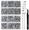 BEADSLAND pedreria hotfix,6080PCS piedras plata strass termoadhesivas diamantes cristales para manualidades,Kit mixto de 6 tamaños con lápiz de cera y pinzas,SS6-SS30,Hematites de Plata Rhinestones
