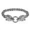 Flongo Wikinger Wolf Herren Armband: Wolfskopf Viking Armkette silber Byzantinisches Kettenamulett Edelstahl Herrenarmband Irisch Keltisch Vintage Gothic Norwegisch Königskette für Männer