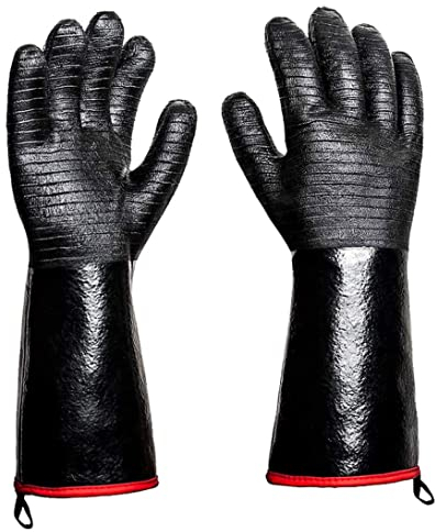 Gants d'incendie Gants BBQ, Gants Longs et résistants à la Chaleur et au feu, à l'huile et à l'eau résistants, au Barbecue (Moyen 17,7), Gants rôtissants