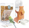 Automatischer Futterspender Vögel und Wasserspender Transparentes Acryl Vogelfutterhaus und Vogel Wasserspender Vogelkäfig, Käfigzubehör für Vögel, Papageien, Kanarienvögel (Orange)
